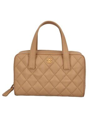 Chanel Wild Stitch Handbag Calf Beige
